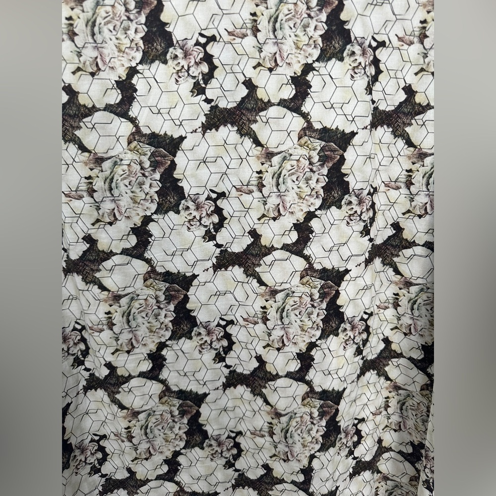 Robert Graham Button Down White Floral embroidered French Cuff large black green - Picture 8 of 13